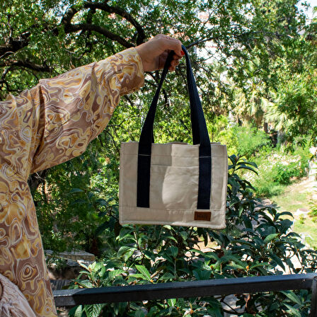 Askılı Kanvas Mini Tote Çanta, Yüksek Kalite Pamuk Kanvas Omuz Çantası, Günlük Mini Çanta