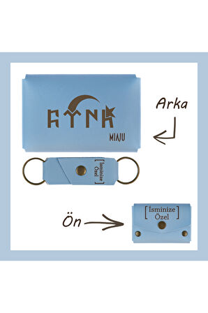 Açık Mavi, Türk Ve Ayyıldız Desenli, İsme Özel, Cüzdan Ve Anahtarlık Set, Hediyelik Anı, Hatıra