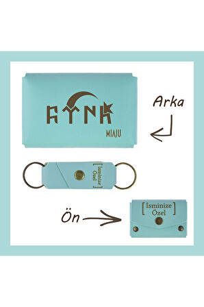 Turkuaz, Göktürkçe Türk Yazılı, İsme Özel Cüzdan Ve Anahtarlık Set, Değer Verdiğine Eşsiz Bir Hediye