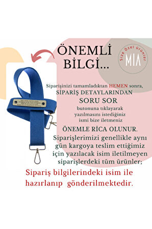 Mercan Renk, İsme Özel Hediyelik Çanta Askısı, 140 Cm Renkli ve Fonksiyonel, Mesajını Yazdır