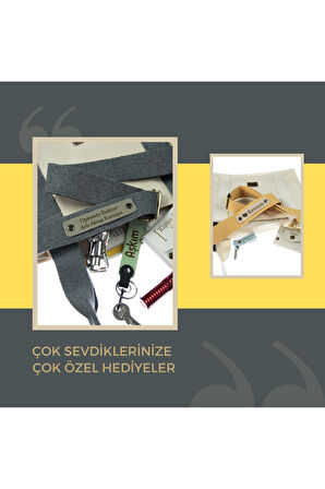Krem Renk, Kişiye Özel Hediyelik Çanta Askısı, Metal Aksamlı 220 Cm Tote Çanta Askısı