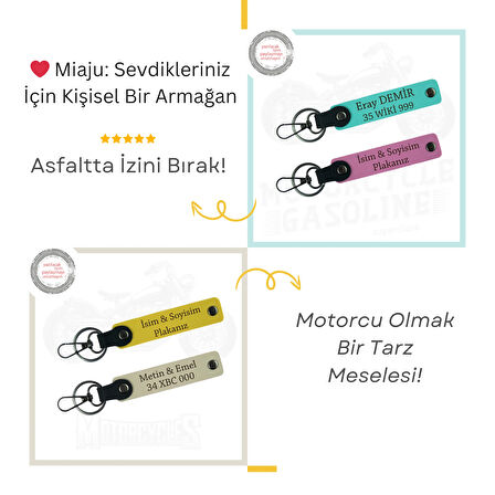 Kırmızı-Sarı, Özgür Yolcular İçin Kişiselleştirilebilen Plaka Ve İsim Yazılı Motosiklet Anahtarlığı