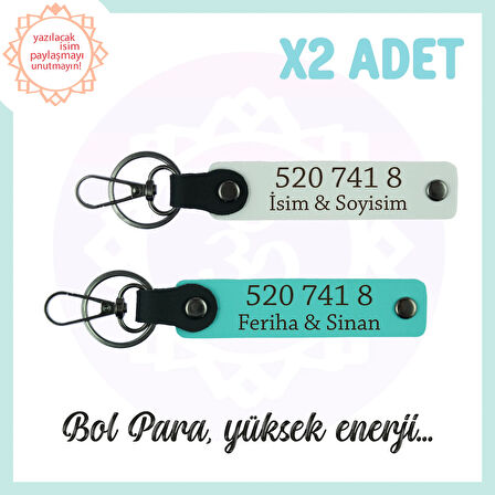 Beyaz-Turkuaz, Kişiselleştirilebilir Bolluk Kaynağı 520 741 8 Sevdiklerinize Hediye 2'li Anahtarlık
