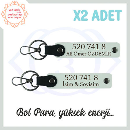 Beyaz, Adınıza Özel Bolluk ve Huzur, Hediyelik 520 741 8 Sayılı Manevi Güç Getiren 2'li Anahtarlık