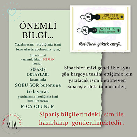 Koyu Turkuaz-Gök Mavi, Size Özel Tasarım İsim Yazılı 520 741 8 Sayısıyla Denge ve Huzur Anahtarlığı