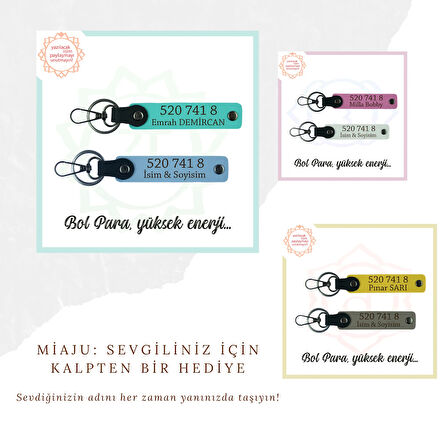 Sarı-Pembe, Kişiselleşmiş 2'li Anahtarlık Set, Enerji Dolu Özel Hediye, 520 741 8 Bolluk Ve Huzur