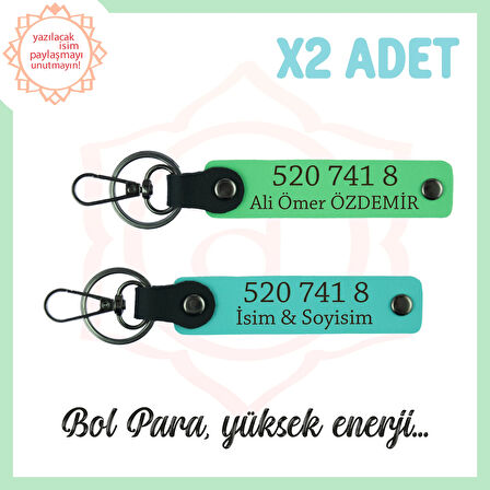 Turkuaz-F Yeşil, Adınıza Özel 2'li Anahtarlık, Bolluk Dolu Sayılar, 520 741 8 Enerji ve Huzur Getir