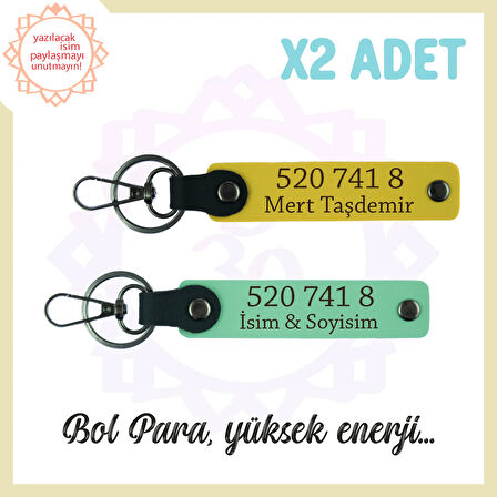Yeşil-Sarı, İsminize Özel Enerji Dolu Hediye 520 741 8 Sayısıyla Bolluk ve Huzur Getiren Anahtarlık