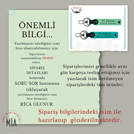 Fıstık Yeşil, Adınıza Özel Adana Hatırası Hediye Seçeneği Şehir Sevgisiyle Tasarlanmış x2 Anahtarlık