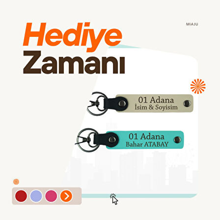 Kül Gri-Koyu Turkuaz, İsme Özel Hediye, 01 Adana Ruhu İçin, Zarif ve Anlamlı Şehir x2 Anahtarlıkları