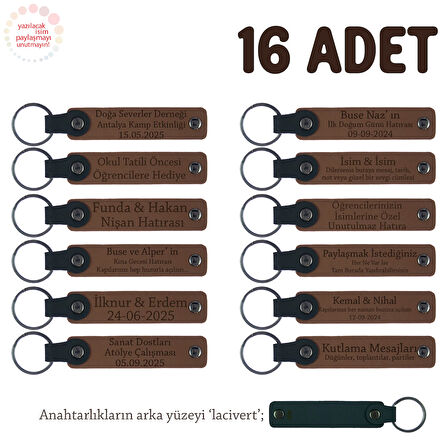 Açık Kahve & Lacivert, 40 Uçurma Mevlüdü İçin Üzerine İsim Yazılabilen 16'lı, Anı Anahtarlık Set