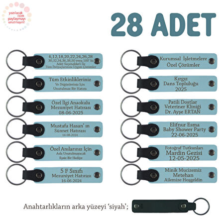 Gök Mavi & Siyah, Plates Grubu İçin İsim Yazılı Hediye Anahtarlık 28’li Set, Tüm Ekibe Özel Üretim