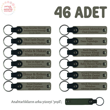 Kül Gri & Yeşil, Anneler Günü Kutlaması İçin Mesajlı Hatıra Anahtarlık 46’lı Set, Özel Gün Hediyesi