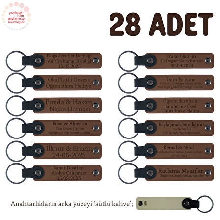 Kahverengi & Sütlü Kahve, Özel Mevlitleriniz İçin İsim Ve Yazı Yazılabilen 28' li Anahtarlık Set
