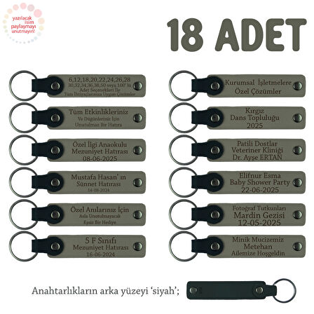 Kül Gri & Siyah, Müstakbel Damada Özel Kutlamalar İçin İsim Yazılan 18' li Hatıra Anahtarlık