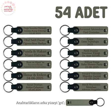 Kül Gri & Gri, Hamile Anneye Doğum Hatırası, İsim Ve Özel Mesaj Yazılan 54'lü Anahtarlık Set