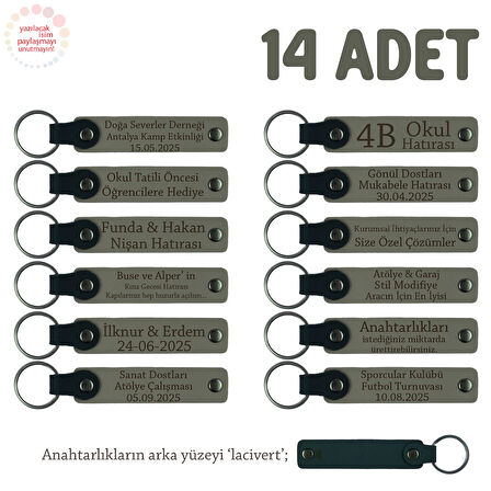 KülGri & Lacivert, Karne Gününde Dağıtılacak Süper Hediye, 14'lü Anahtarlık Set, İsme Özgü Hatıralık