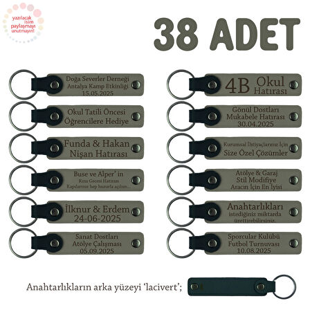 Kül Gri & Lacivert, Özel Günler İçin, 38'li Anahtarlık Set, Adınıza Tasarlanmış İsimli Anahtarlıklar
