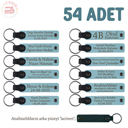 Gök Mavi, Anneler Günü İçin Kişiselleştirilmiş Anı Anahtarlık 54’lü Set, Özel Etkinlikler İçin