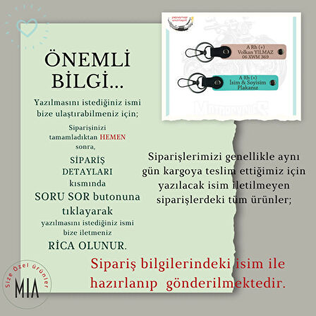 Koyu Kahve-Bordo, Bikerlar İçin, İsim Plaka ve B (-) Kan Grubu Yazılı Anlamlı Hediye 2'li Anahtarlık