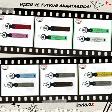 Yol Tutkunları İçin, İsim Plaka ve A+ Kan Grubuna Kişiselleştirilmiş x2 Anahtarlık, Mor-Yeşil-Laci