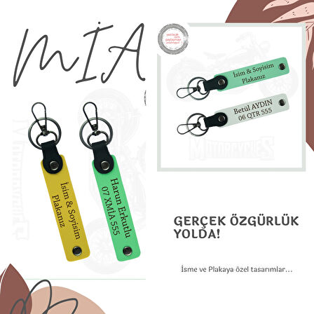 Özgün Hediyeler Arayanlar İçin – Deri Plaka & İsimli 2’li Anahtarlık Takımı, Kırmızı-Gök Mavi-Ysl