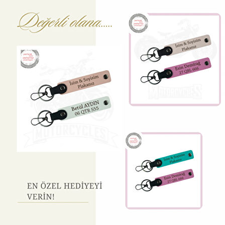 Ehliyet Sahiplerine Özel x2 Anahtarlık Seti – Plaka ve İsimle Kişiselleştirme, Kırmızı-Pembe-Syh
