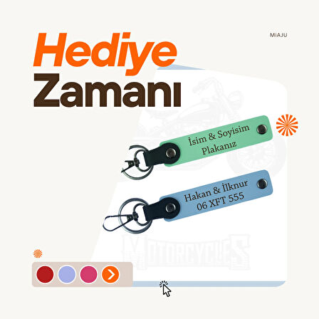 Hediye Arayanlara Profesyonel Çözüm – 2’li Deri Anahtarlık Plaka & İsim Yazılı, Pudra-S Kahve-Laci