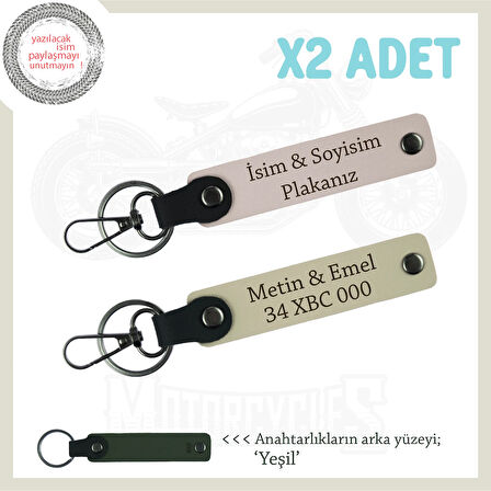 İsim ve Plaka İşlemeli Deri 2’li Anahtarlık Seti Şık ve Kalıcı Hediye Alternatifi, Pudra-S Kahve-Ysl