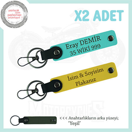 İsim Plaka Yazılı x2 Anahtarlık Set Taksi Şoförüne, Kurye’ye, Sürücüye Hediye, Sarı-Turkuaz-Ysl