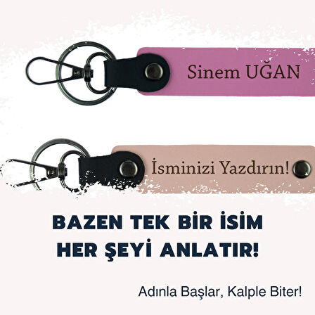 Arkadaşa Yılbaşı Hediyesi, İsim Yazılı 2’li Anahtarlık Seti, Açık Kahve-Beyaz-Sütlü Kahve