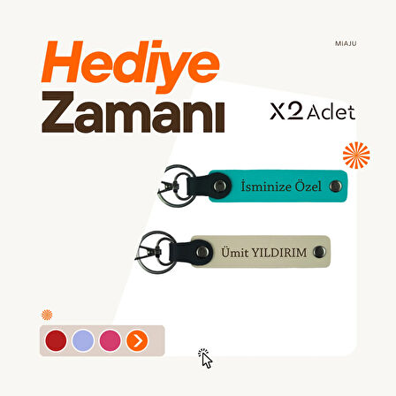 Dayıya Kalıcı Hatıra – İsim Soyisimli 2’li Hediyelik Anahtarlık, Açık Kahve-Yeşil-Sütlü Kahve