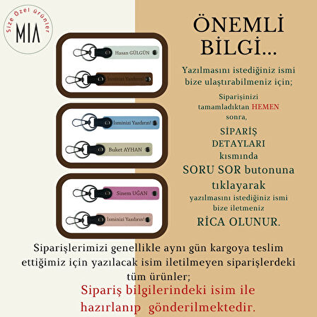 Komşuya Yılbaşı Armağanı, İsim & Soyisim Kişiselleştirilmiş 2’li Anahtarlık, K Turkuaz-Sarı-S Kahve