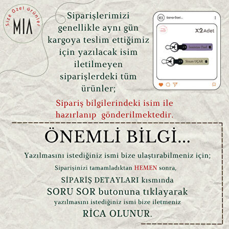 Sevgiliye Anlamlı Armağan, İsim & Soyisim Yazılı 2’li Anahtarlık Seti, Kırmızı-Bordo-Siyah