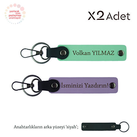 Doktora Yılbaşı Hediyesi, İsimli & Soyisimli 2’li Anahtarlık Seti, Mor Menekşe-Yeşil-Siyah