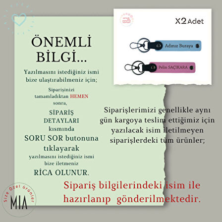 Hemşireye 14 Şubat Hediyesi, İsim & Soyisim Yazılı 2’li Anahtarlık Seti, Yeşil-Pembe-Sütlü Kahve
