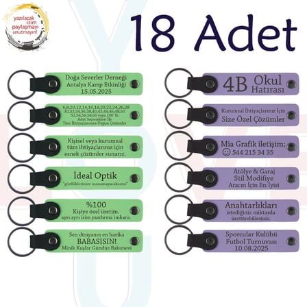 F Yeşili & M Menekşe, Türkçe Öğretmeninden Karne Sürprizi, 18’li Set, Kişisel Mesajlı Anahtarlık