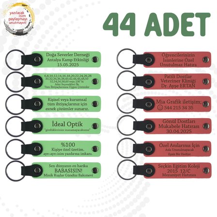 F Yeşili & Nar Çiçeği, Yüzme Yarışması Katılımcılarına Hediye, 44’li Set, İsimli Deri Hediyelik