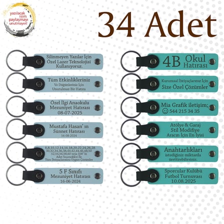 G Mavi & K Turkuaz, Türkçe Öğretmeninden Sınıfına Hatıra, 34’lü Set, Kişisel Mesajlı Anahtarlık