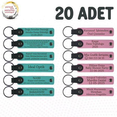 Koyu Turkuaz & Pembe, Kişiye Özel Yazılı Anahtarlık, Müzik Atölyesi Katılımcılarına Hatıra 20’li Set