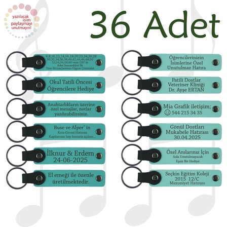 Koyu Turkuaz & Turkuaz, 36’lı Set, İsim Yazılabilir Anahtarlık, Hentbol Takımına Motivasyon Hediyesi
