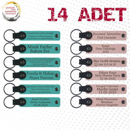 K Turkuaz & Y Ağzı, 14’lü Set, Kişisel Özel Anahtarlık, Kurumsal Seminer Katılımcılarına Hediye