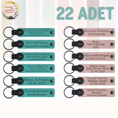 K Turkuaz & Y Ağzı, 22’li Set, Tarih Ve İsimli Deri Hatıra, Nişan Merasimine Değer Katan Hediye