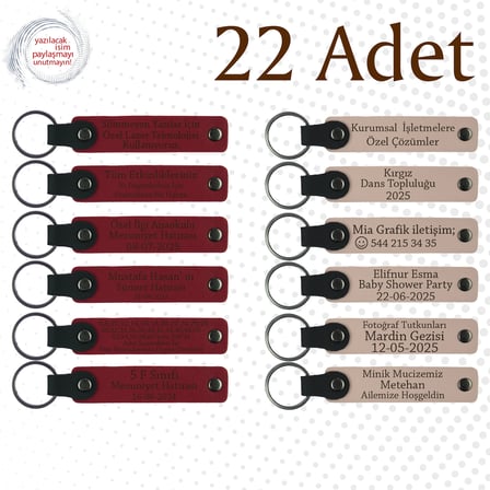 Kırmızı & Pudra, 22’li Set, Tarih ve İsimli Deri Hatıra, Şirket Açılış Törenine Değer Katan Hediye