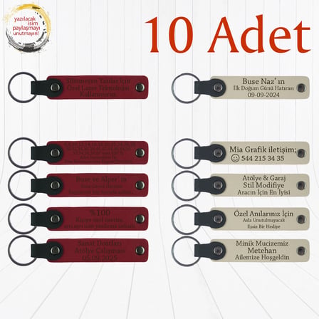 Kırmızı & S Kahve, 10’lu Set, Tarih ve İsimli Anahtarlık, Kına Gecesi Misafirlerine Anlamlı Hediye