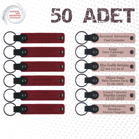 Kırmızı & Yavru Ağzı, 50’li Set, İsim Yazılabilen Anahtarlık, Kurumsal Workshop Katılımcılarına Anı