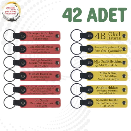 Nar Çiçeği & Sarı, 42’li Set, Kişisel Yazılı Hatıra Anahtarlık, Şirket Yıl Dönümüne Değer Katan Anı