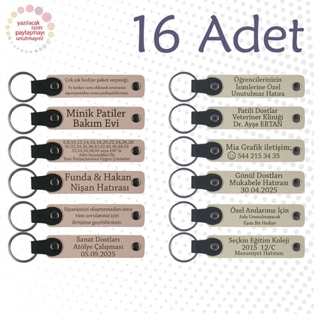 Pudra & Sütlü Kahve, 16’lı Set, İsim Yazılı Anlamlı Deri Hediyelik, Macera Kampı Katılımcılarına Anı