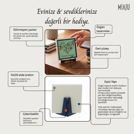 Anlamlı ve Modern Kalp Temalı Anneler Günü Hediyesi, Canım Annem 10x10 cm Minyatür Sanat Tasarımı