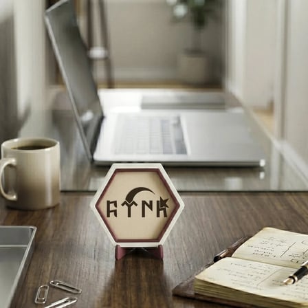 Göktürkçe Türk Yazılı Ay Yıldız Temalı Dekoratif Obje Minik Ve Modern Ev Ofis Masaüstü Dekor 10x10cm